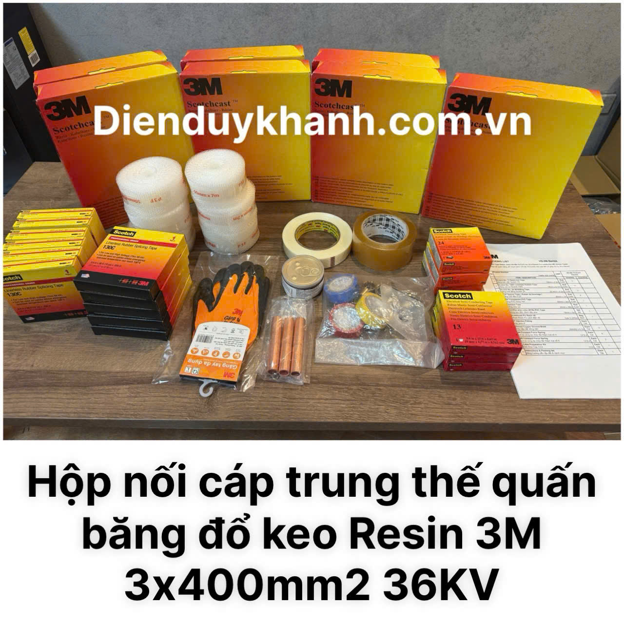 Hộp Nối Cáp Trung Thế Quấn Băng Đổ Resin 36KV 3Cx400_ VN-6B 94-A 400-Cu/3